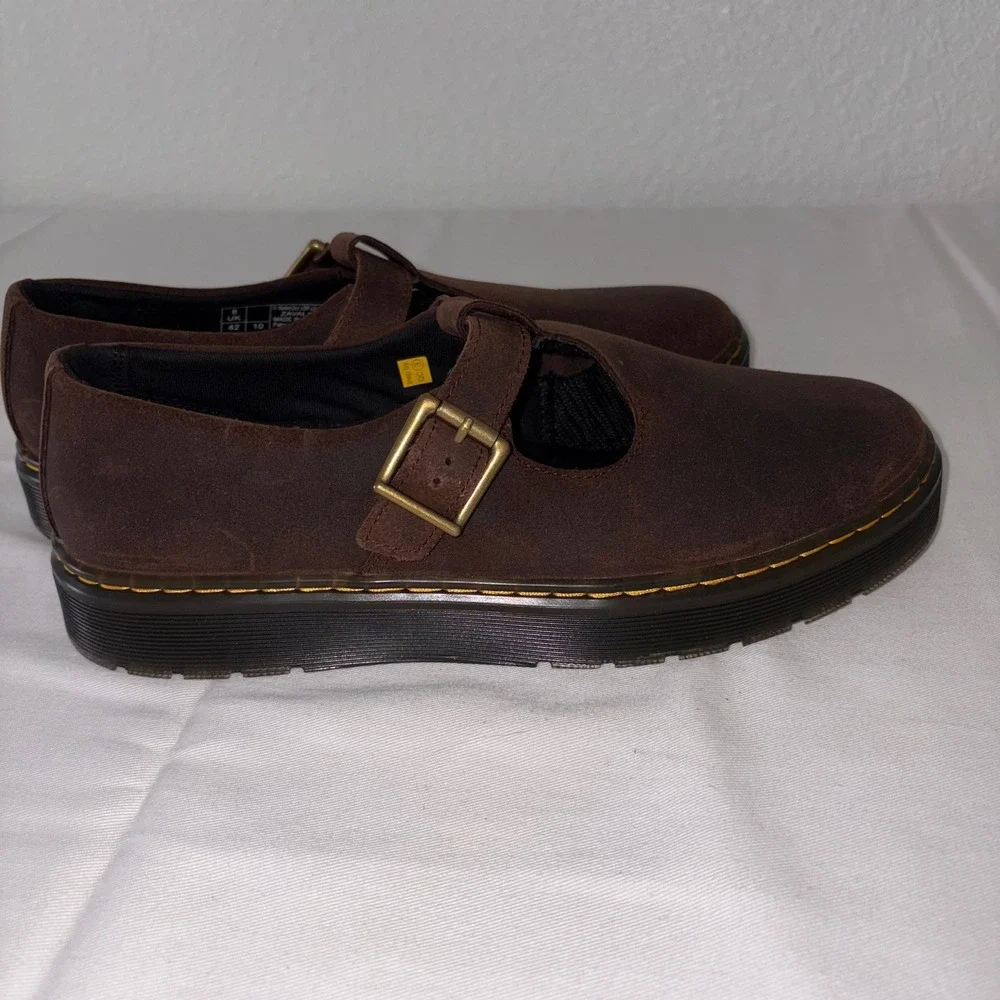 Dr. martens Zavala leather dark brown Zavala Mary Jane T bar shoes size 10 new - Picture 8 of 9